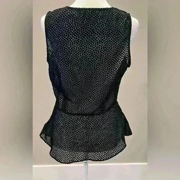 ✨Chelsea28 size small sheer black polka dots peplum sleeves top V-neck - Picture 3 of 8